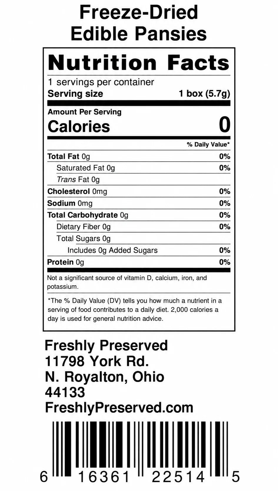Freeze-Dried Edible Pansies